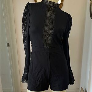 Bebe Black Lace Detail Romper NWT